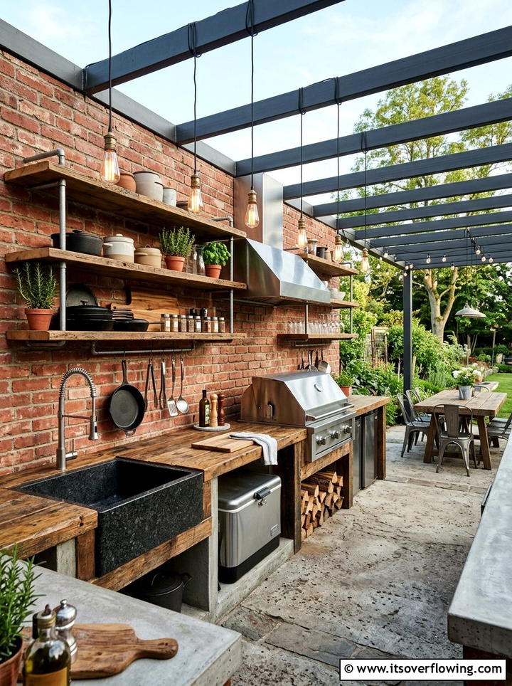 Industrial style outdoor kitchen - 25 backyard ideas with outdoor kitchen
