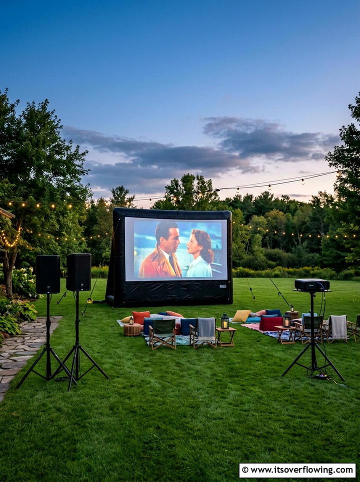 Inflatable Outdoor Movie Screen - 25 backyard ideas with projector screen