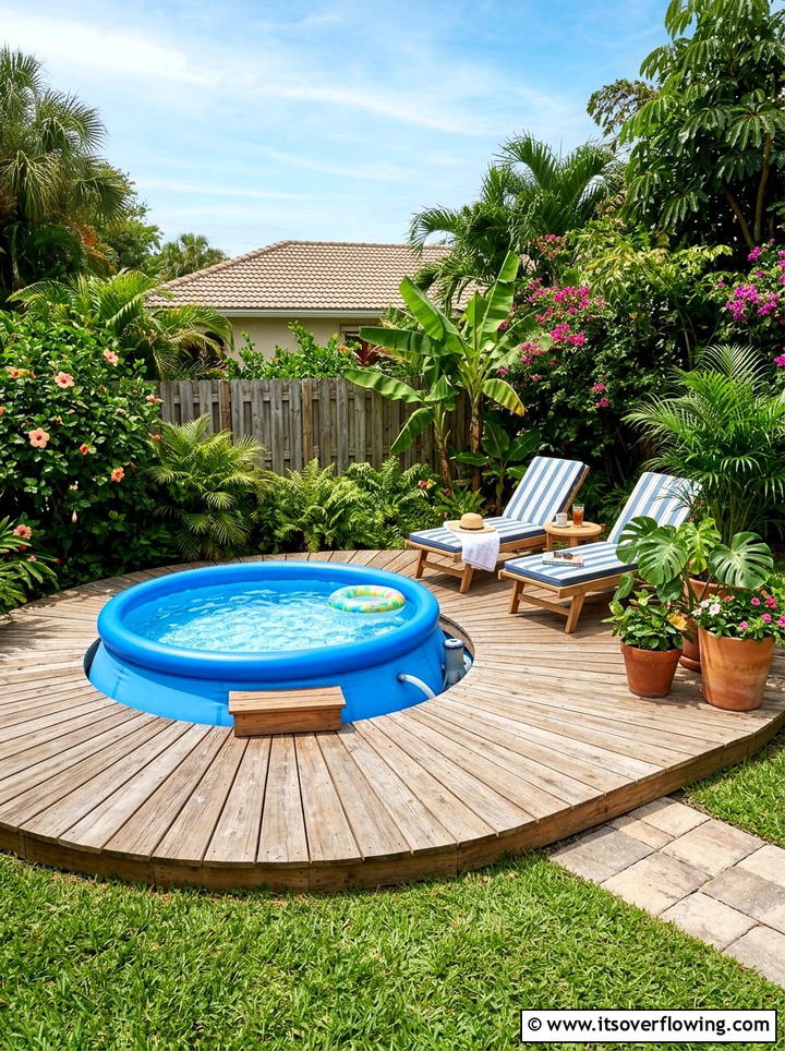 Inflatable pool deck - 25 backyard ideas for summer parties