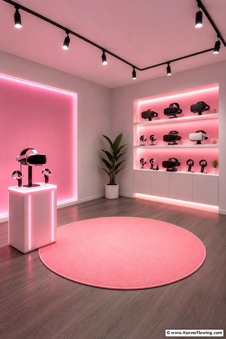 Innovative Pink Virtual Reality Hub - 30 Pink Gaming Setup Ideas for a Vibrant Play Space