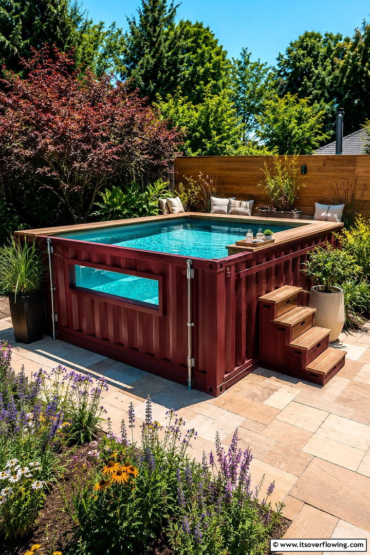 Innovative Water Feature - 30 Shipping Container Pool Ideas for Modern Backyards