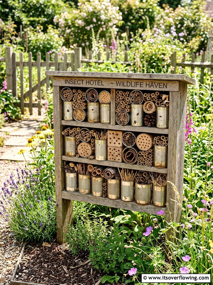 Insect Hotel Cans - 25 upcycled garden ideas with tin cans