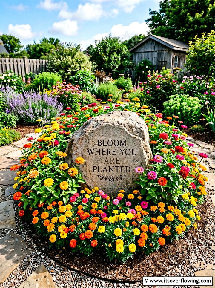 Inspirational Flower Bed Rocks - 25 creative garden ideas with quote stones