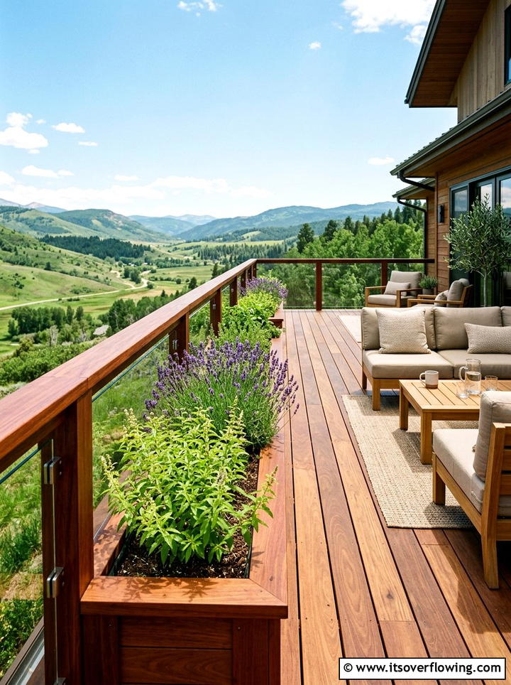Integrated Deck Herb Box - 25 backyard decorating ideas with herb stations