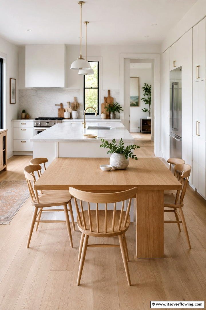 Integrated Dining Areas - 30 Scandinavian Kitchen Ideas- Minimalist & Cozy Designs