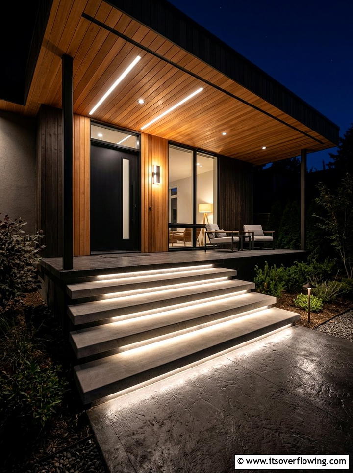 Integrated LED Strip Lighting - 25 front porch decor ideas with modern minimal look