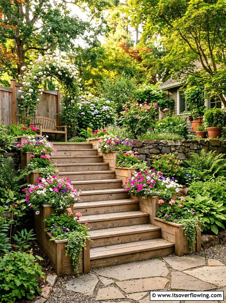 Integrated Planter Box Steps - 25 backyard ideas with steps