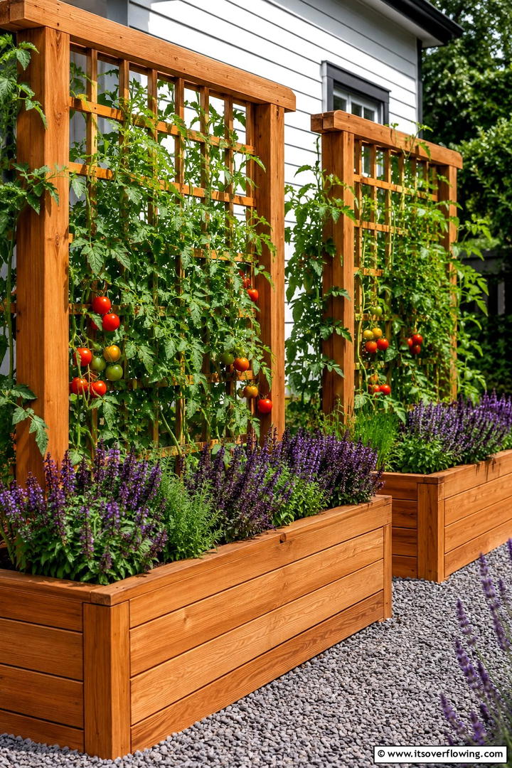Integrated Planter Trellis - 30 Tomato Trellis Ideas for Healthy & Space-Saving Gardens