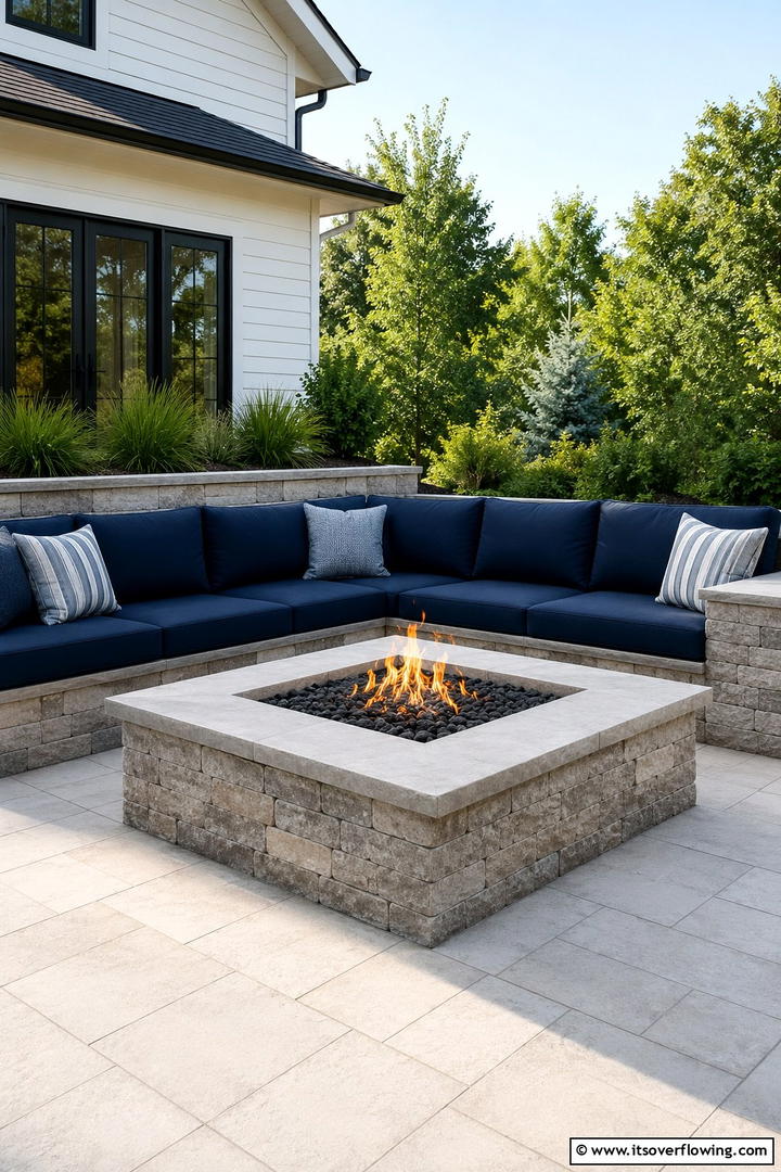 Integrated Seating Square Fire Pit - 30 Square Fire Pit Ideas for Modern Outdoor Gathering Spaces