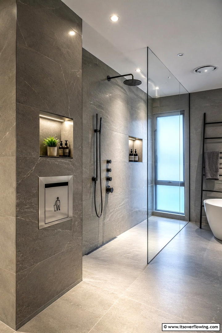 Integrated Shower Bins for Discreet Waste Management - 30 Shower Storage Ideas to Declutter Your Bathroom