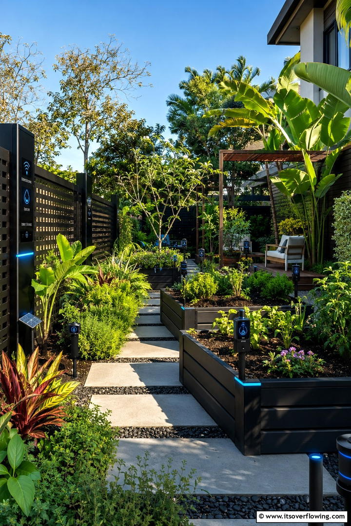 Integrated Smart Garden Oasis - 30 Modern Backyard Ideas to Transform Your Outdoor Oasis