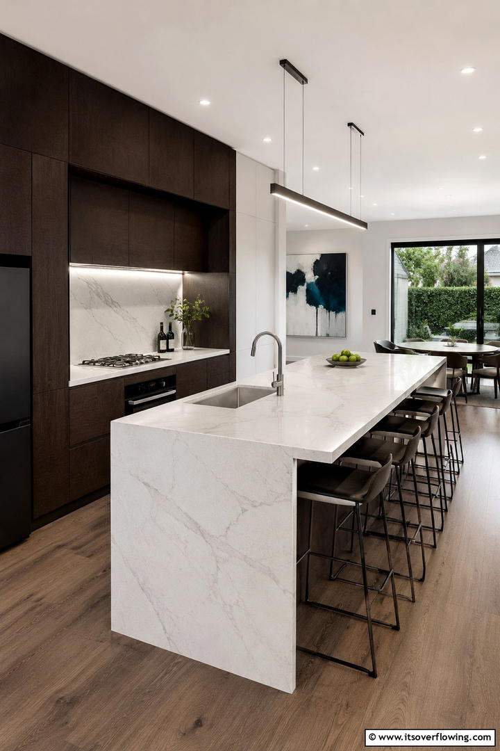 Integrated Sophistication in Quartz - 30 Quartz Kitchen Countertops for Modern & Durable Surfaces