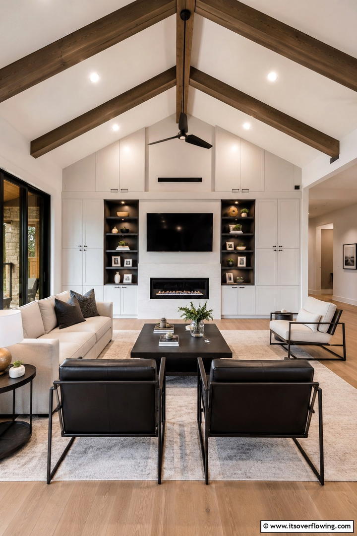 Integrated Storage Solutions - 30 Vaulted Ceiling Ideas with Beams for Dramatic Room Designs