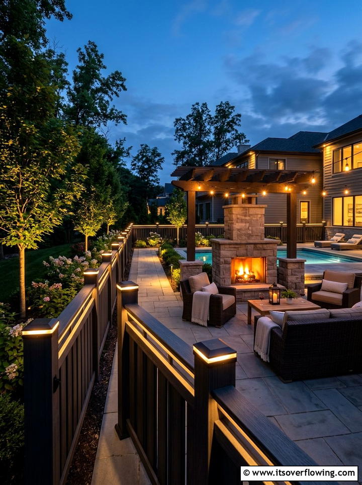 Integrated lighting fence - 25 backyard ideas with fence