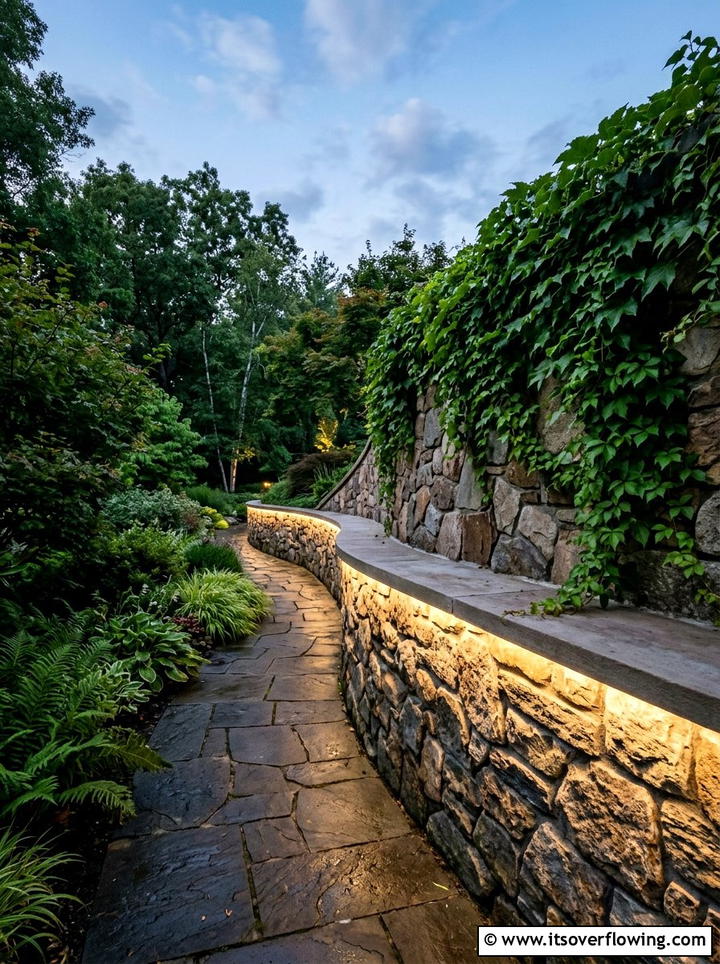 Integrated wall lighting - 25 garden ideas with pathway lights