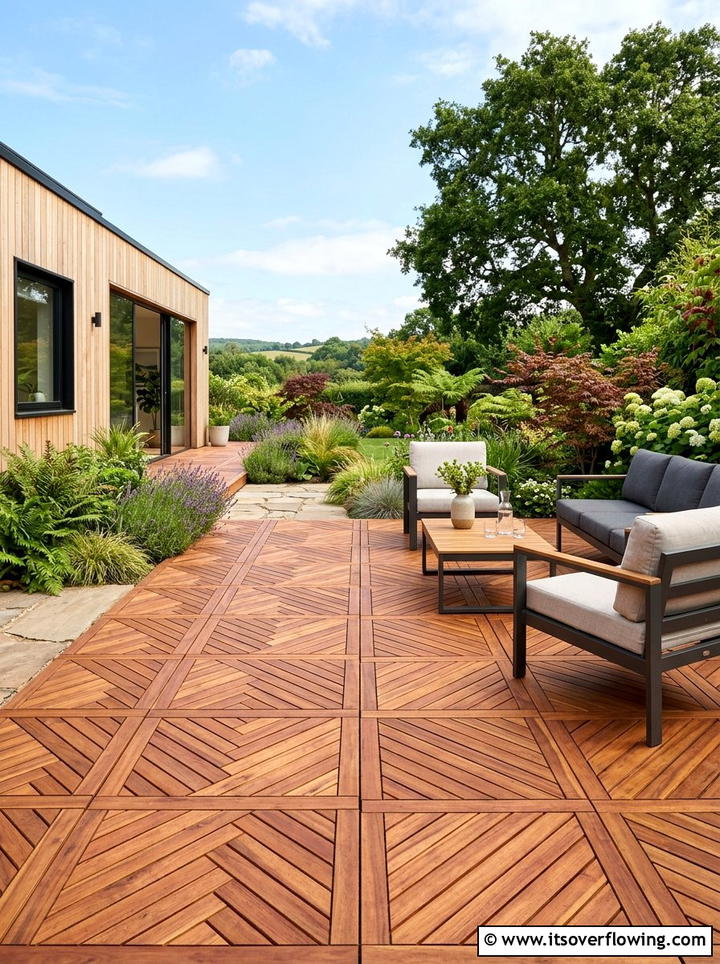 Interlocking Wood Deck Tiles - 25 garden decor ideas with wood art