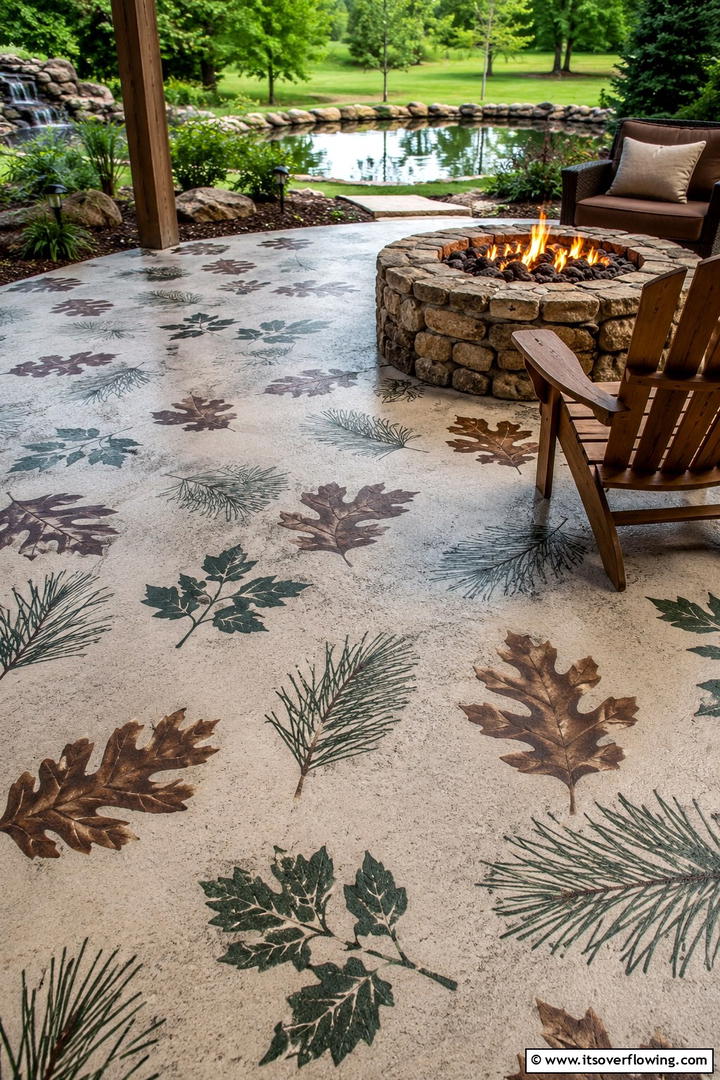 Intricate Nature Patterns - 30 Painted Concrete Patio Ideas for Colorful Outdoor Floors