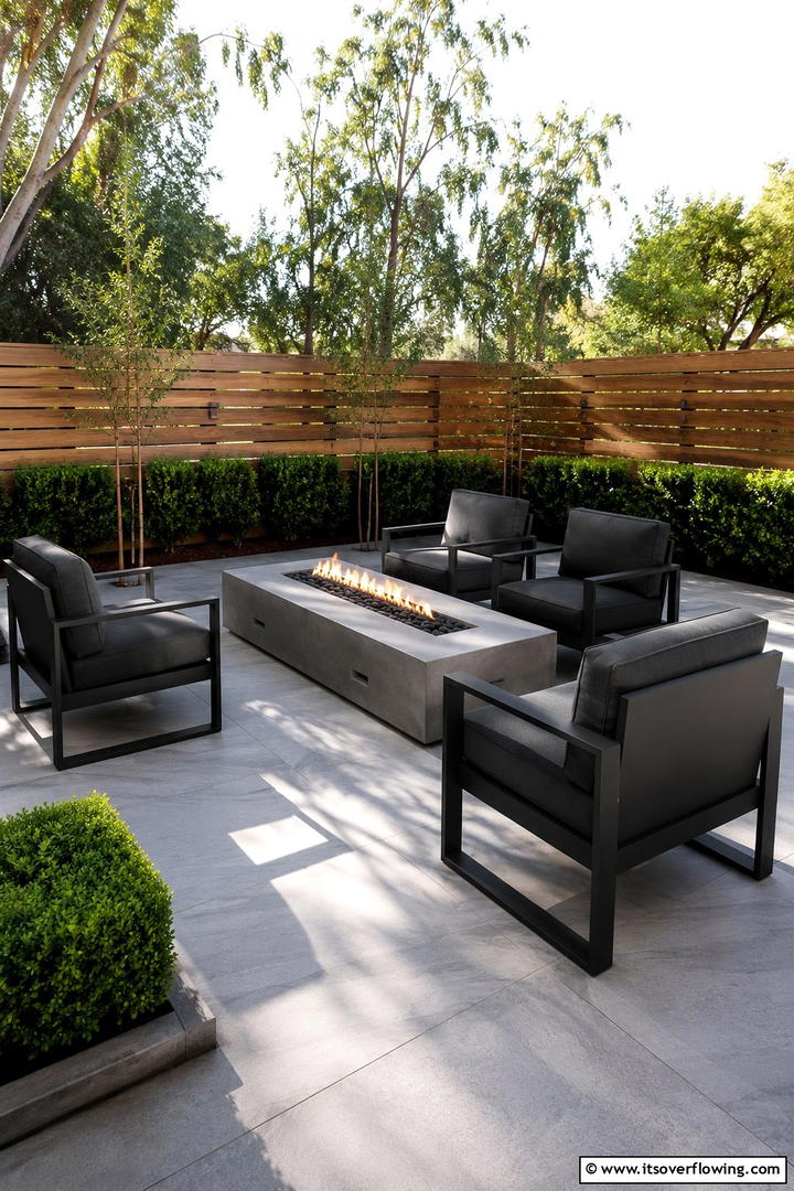 Inviting Fire Table and Seating - 30 Modern Backyard Ideas to Transform Your Outdoor Oasis