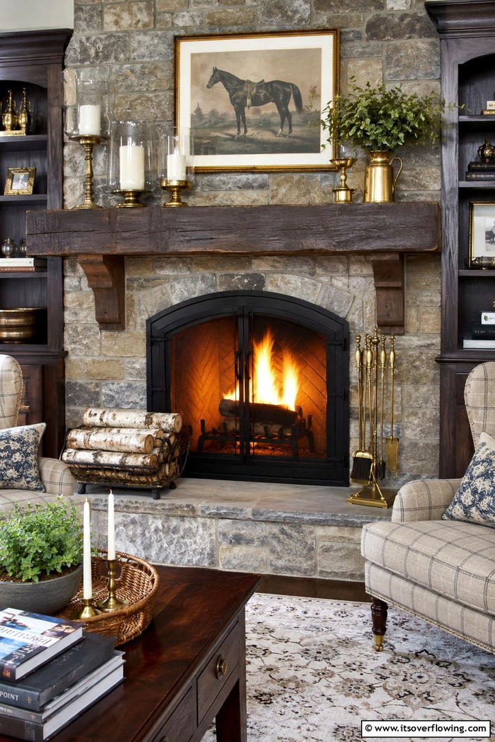 Inviting Hearth Arrangements - 30 Traditional Living Room Ideas for Timeless Elegance