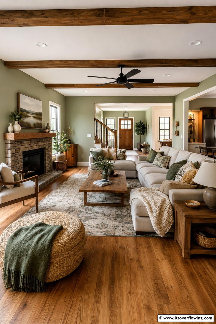 Inviting Spaces with Natural Charm - 30 Rustic Sage Green Living Room Ideas for Earthy Elegance