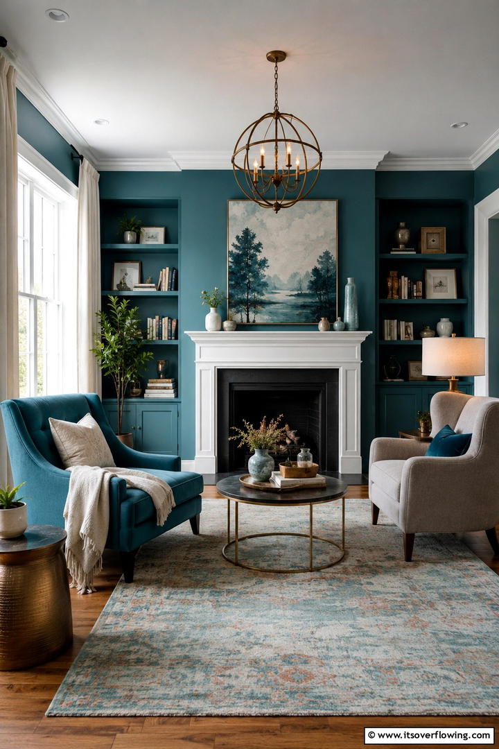 Inviting Teal Sanctuary - 30 Teal Living Room Ideas for Bold & Serene Interior Spaces