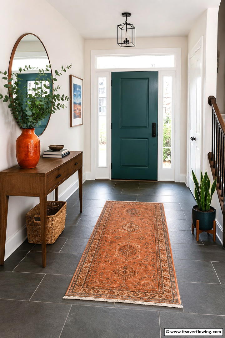 Inviting Teal and Orange Entryway - 30 Teal & Orange Room Color Schemes for Vibrant Home Decor