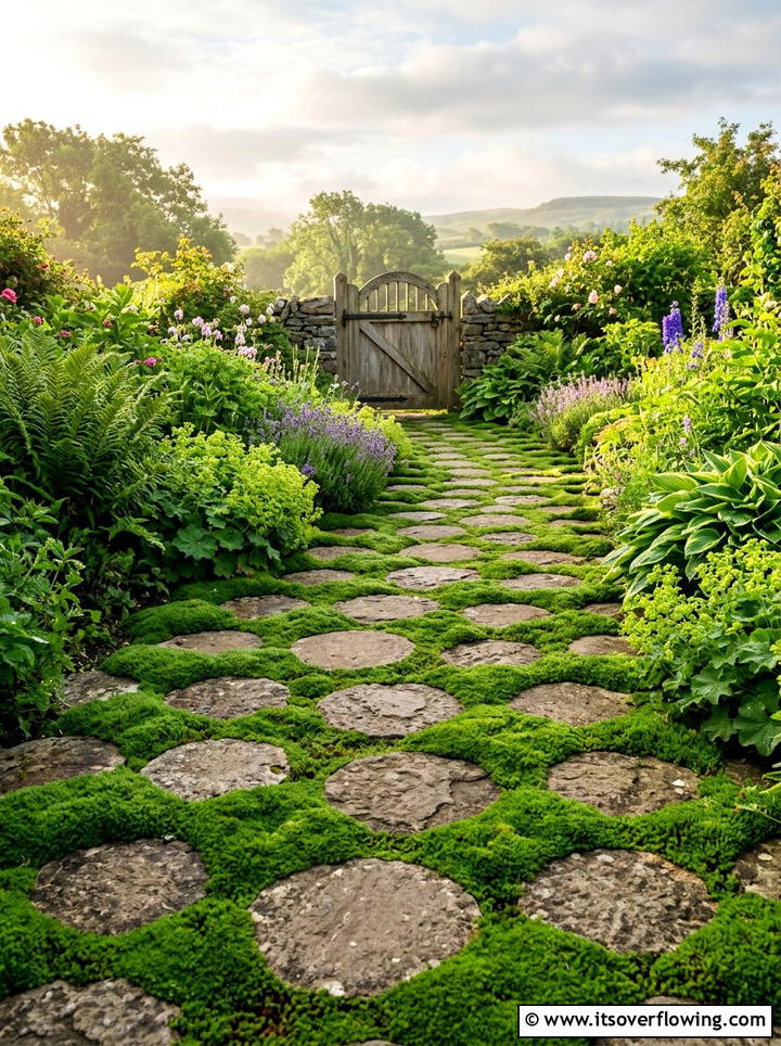 Irish Moss Stepping Stones - 25 backyard ideas with ground cover plants