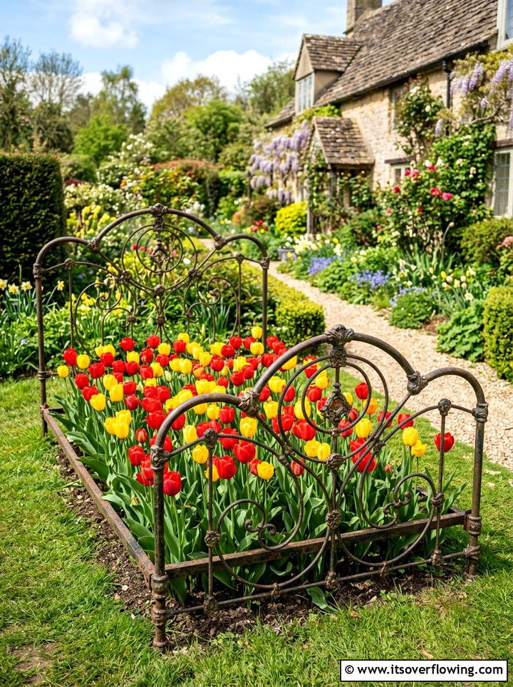 Iron Bed Frame - 25 reusing old things ideas for rustic garden look