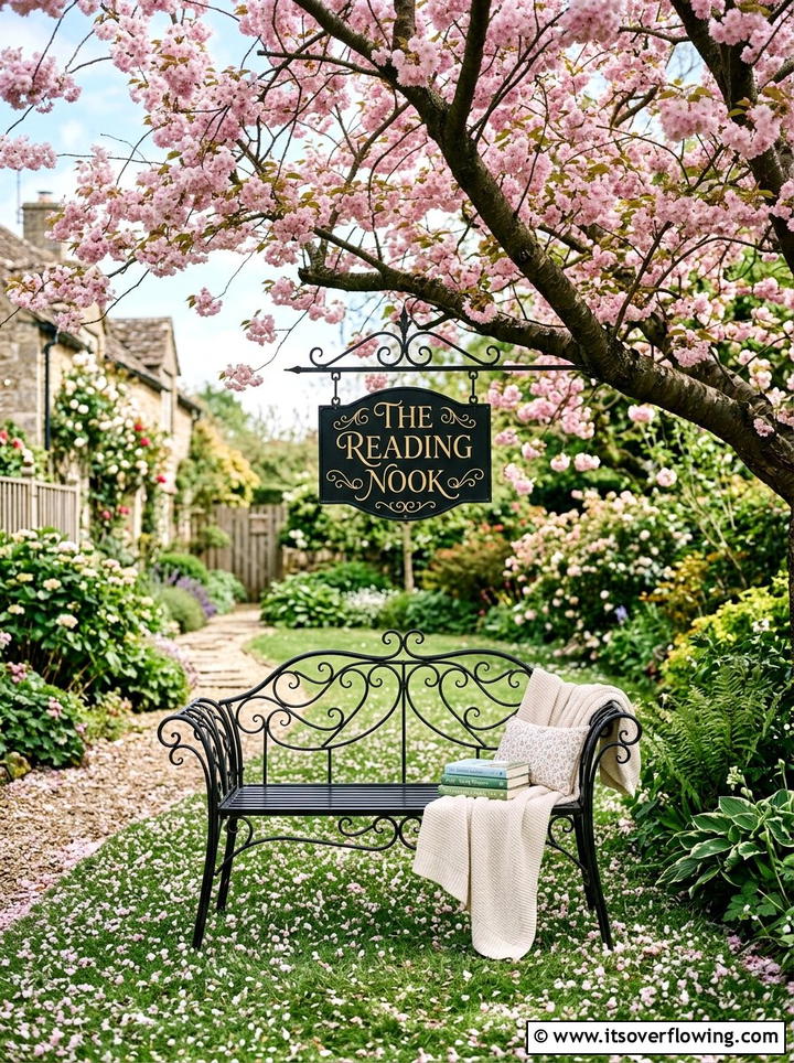 Iron Garden Bench Sign - 25 garden decor ideas with signs