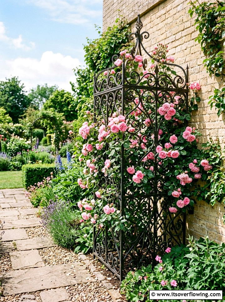 Iron Trellis For Climbing Plants - 25 garden decor ideas with metal art