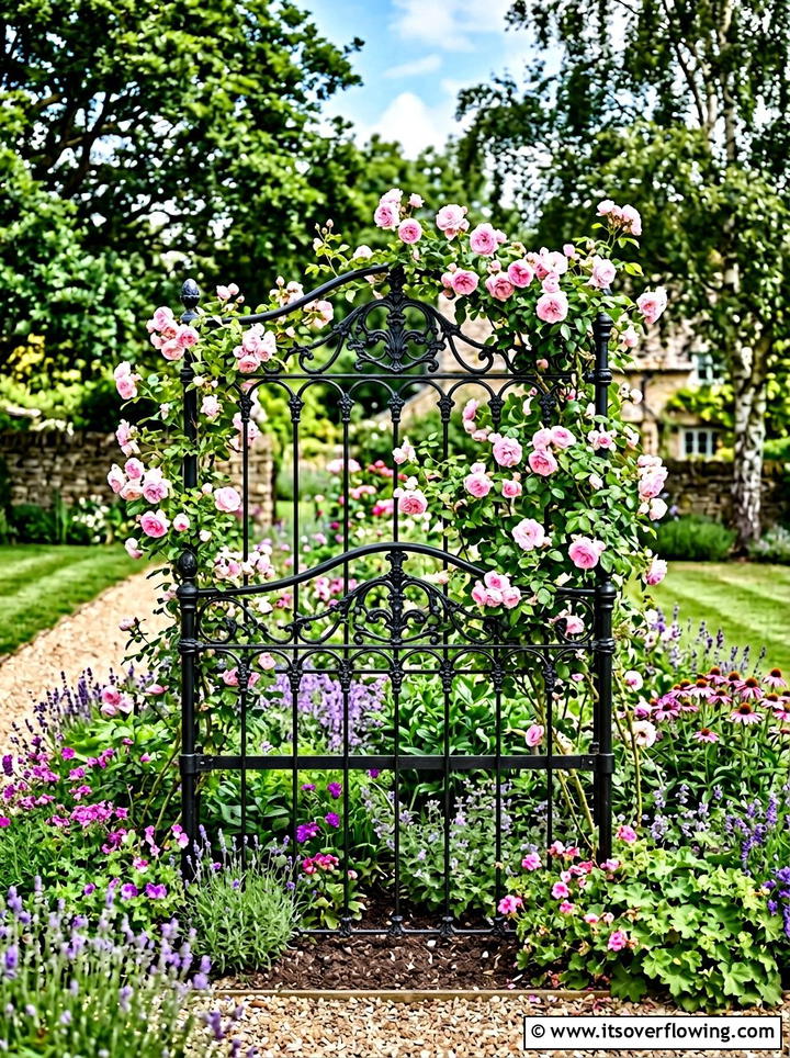 Iron bed frame trellis - 25 reusing old things ideas for modern garden look