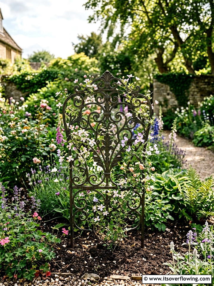 Iron chair back - 25 reusing old things ideas for trellis