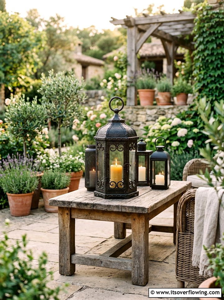 Iron lantern lamp - 25 backyard decorating ideas with rustic accents