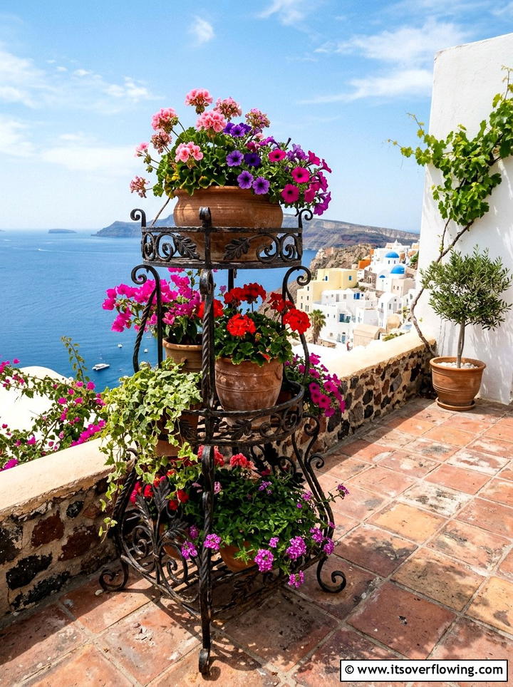 Iron plant stand - 25 recycled garden ideas with old shelves