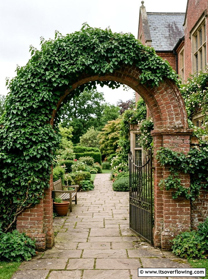 Ivy covered brick arch - 25 garden ideas with arches