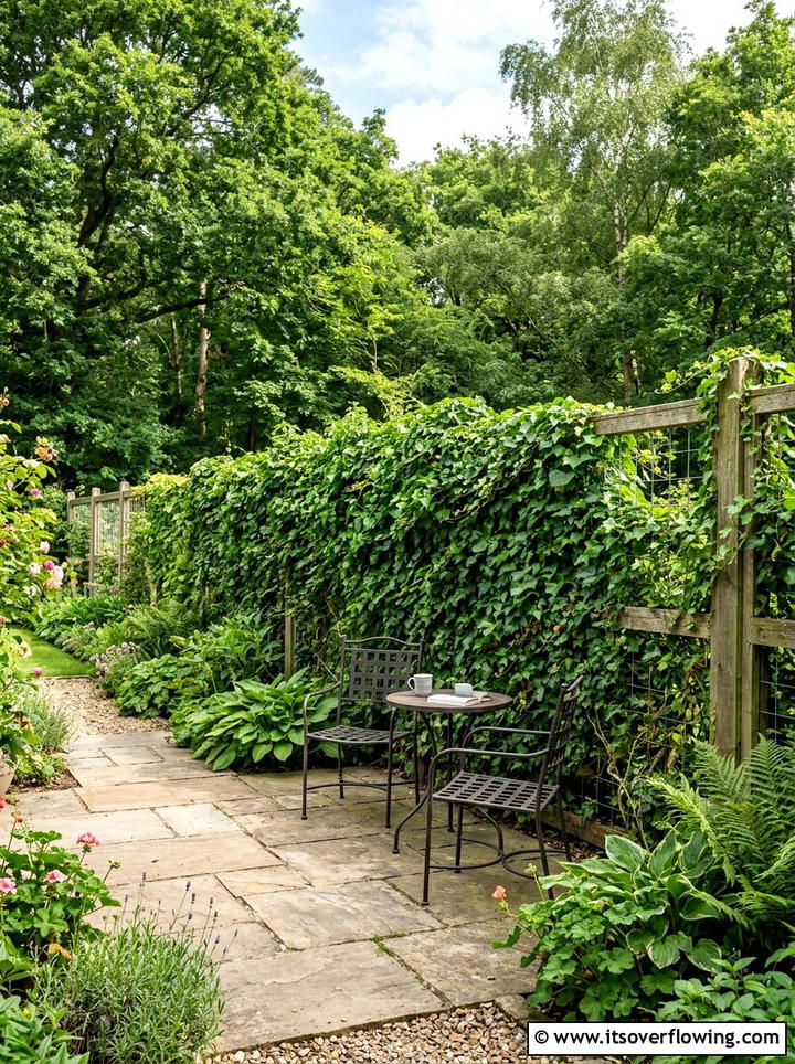 Ivy covered fence panel - 25 garden ideas with trellis