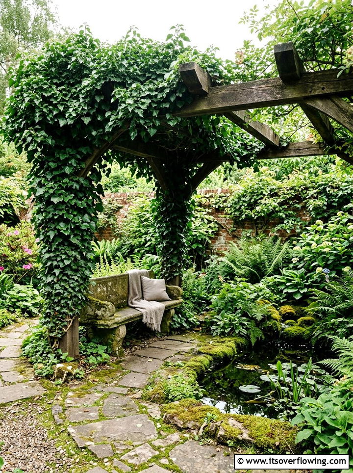 Ivy covered wood pergola - 25 creative garden ideas with pergola vines