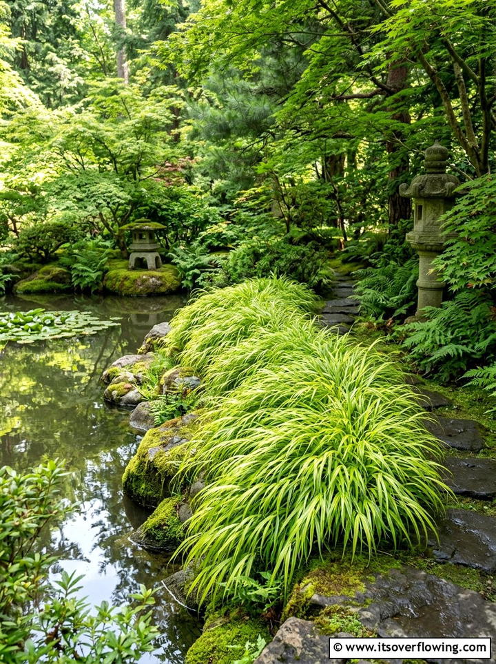 Japanese Forest Grass - 25 backyard ideas with border plants