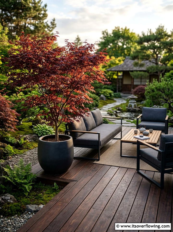 Japanese Maple Deck - 25 backyard decorating ideas with potted trees