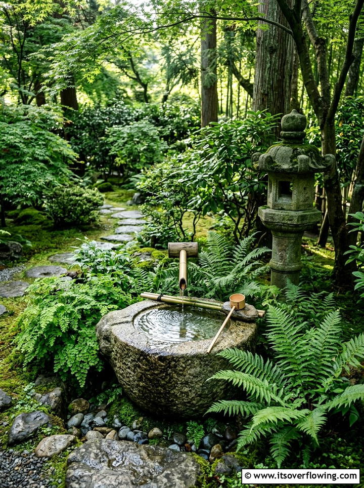 Japanese Stone Water Basin - 25 small garden ideas with water feature