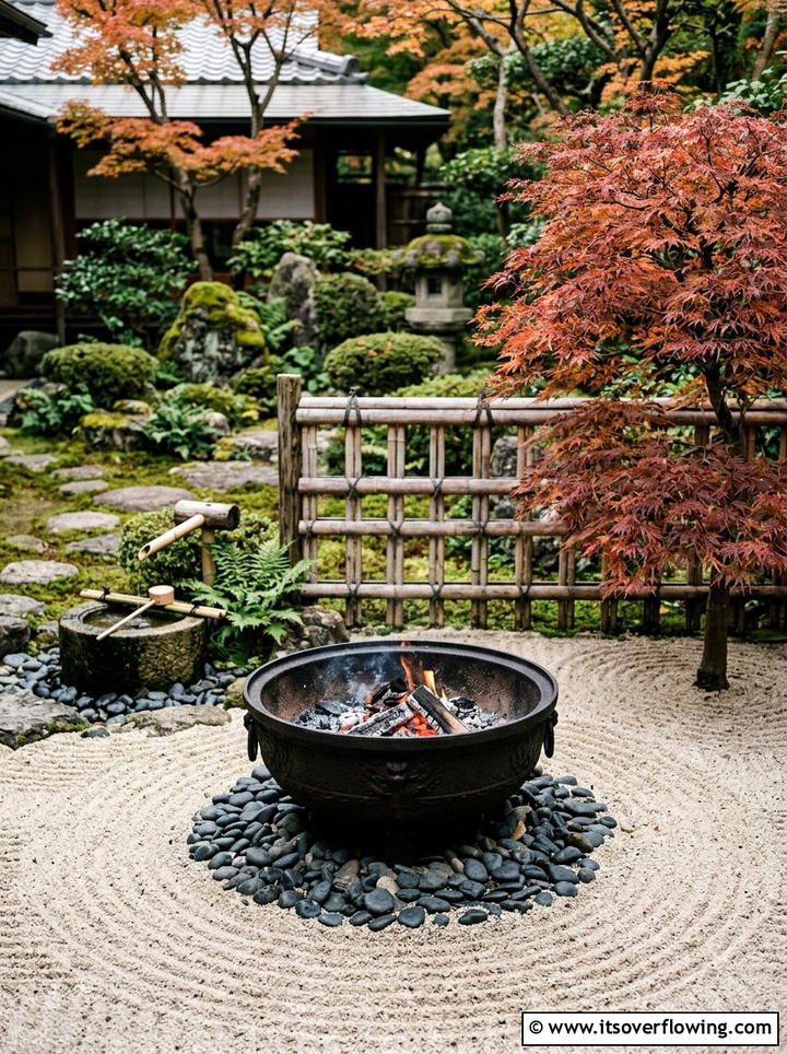 Japanese Zen Garden Fire Bowl - 25 small garden ideas with fire bowl