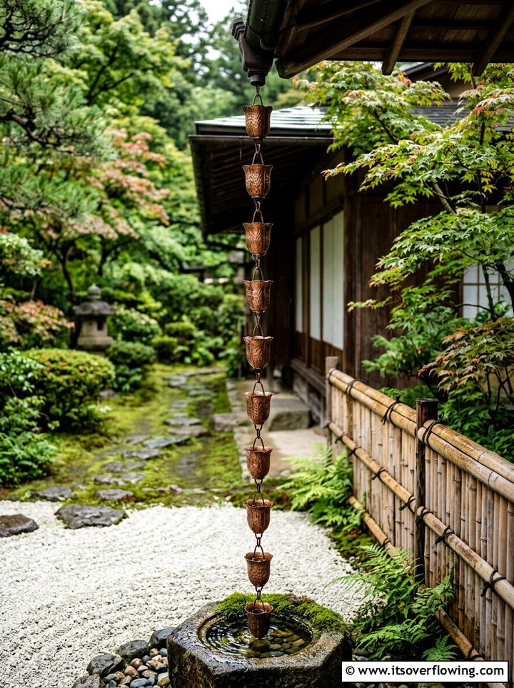 Japanese Zen Rain Chain - 25 creative garden ideas with rain chains