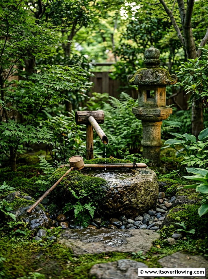 Japanese bamboo fountain - 25 garden ideas with fountain