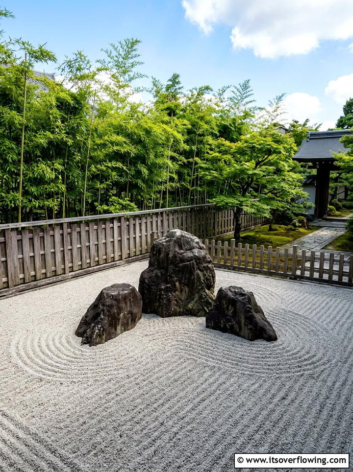 Japanese zen rock garden - 25 garden design ideas with asymmetry