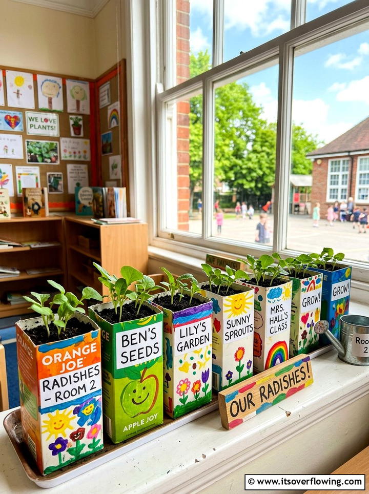 Juice carton planter - 25 recycled garden ideas for school projects