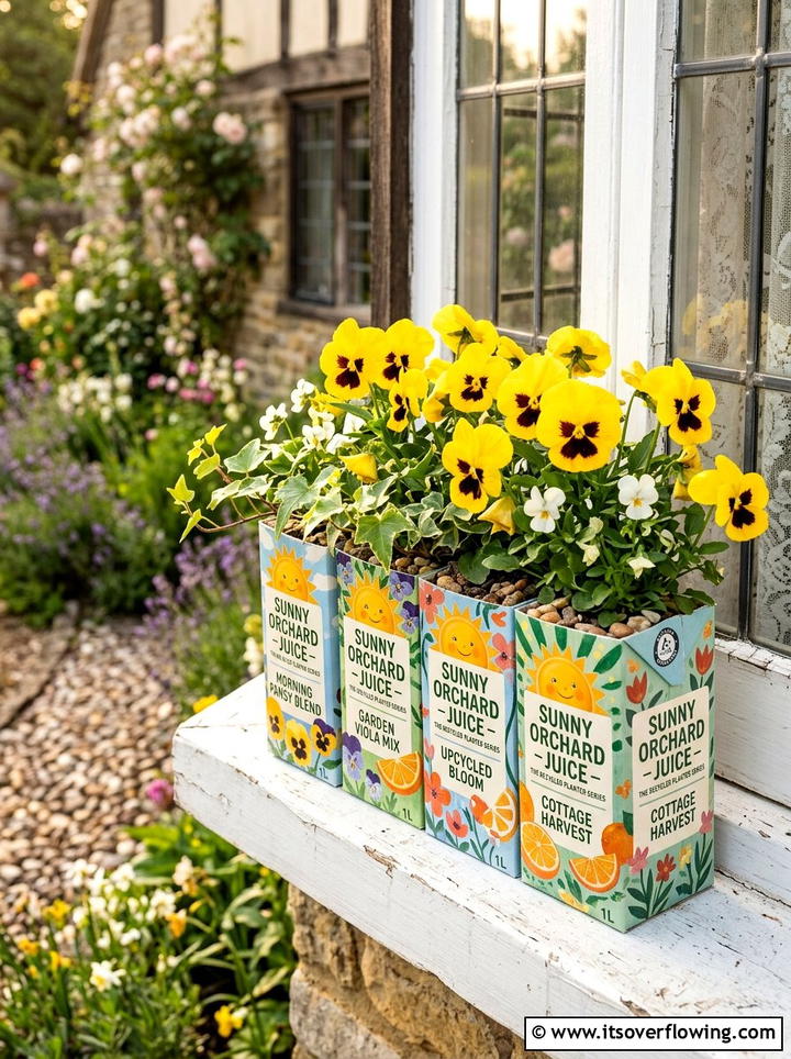Juice container window box - 25 recycled garden ideas with recycled plastic projects