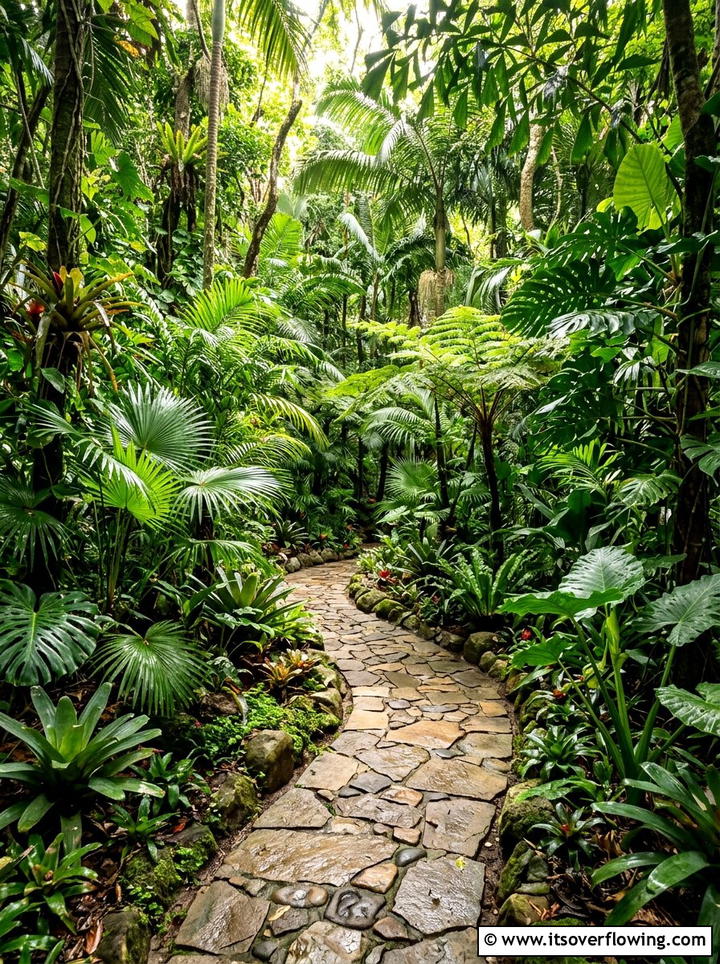 Jungle Style Walkway - 25 creative garden ideas with tropical foliage