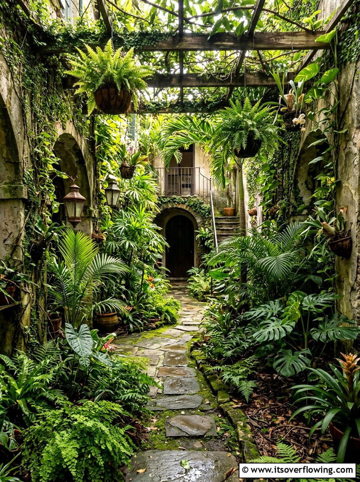 Jungle style courtyard - 25 garden design ideas with tropical foliage