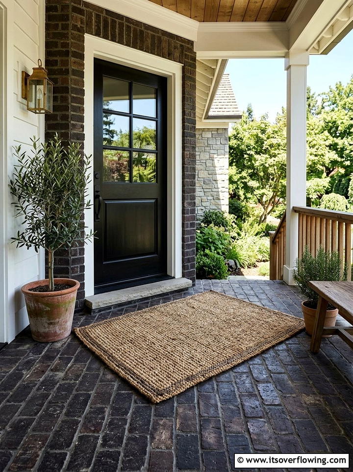 Jute Doormat - 25 front porch decor ideas with rustic accents