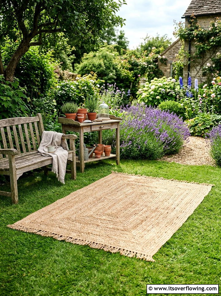 Jute rug for garden - 25 garden decor ideas with outdoor rugs